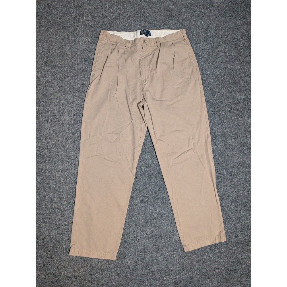 Polo Ralph Lauren Andrew Pants Mens 38x32 (35x31) Pleated Chino Beige